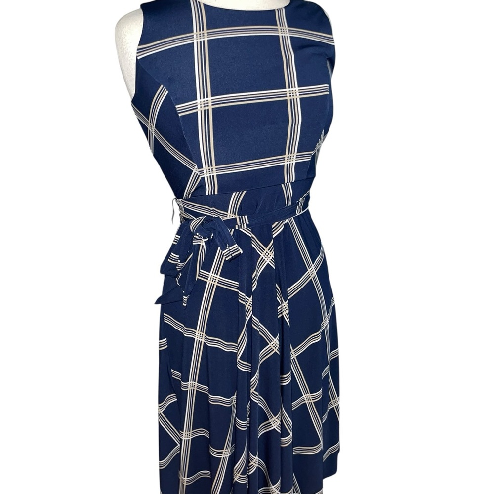 Charter Club Blue and White Plaid Midi Dress